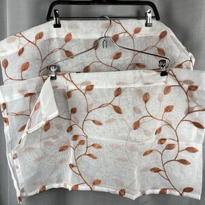MrTrees Voile Sheer Curtain Valances Autumn Leaves Embroidered Rod Pocket 54x16